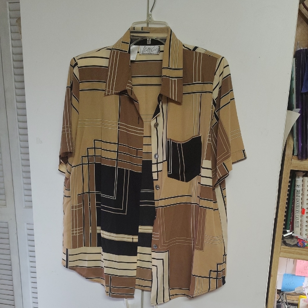 Lanz Brown Geometric Women's Blouse